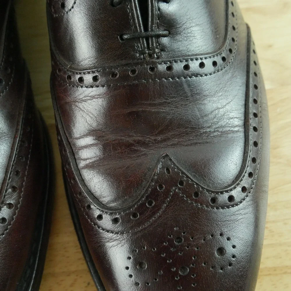 Allen Edmonds McClain 12 D Brown Leather Wingtip Oxford Shoes Lace Up Preppy
